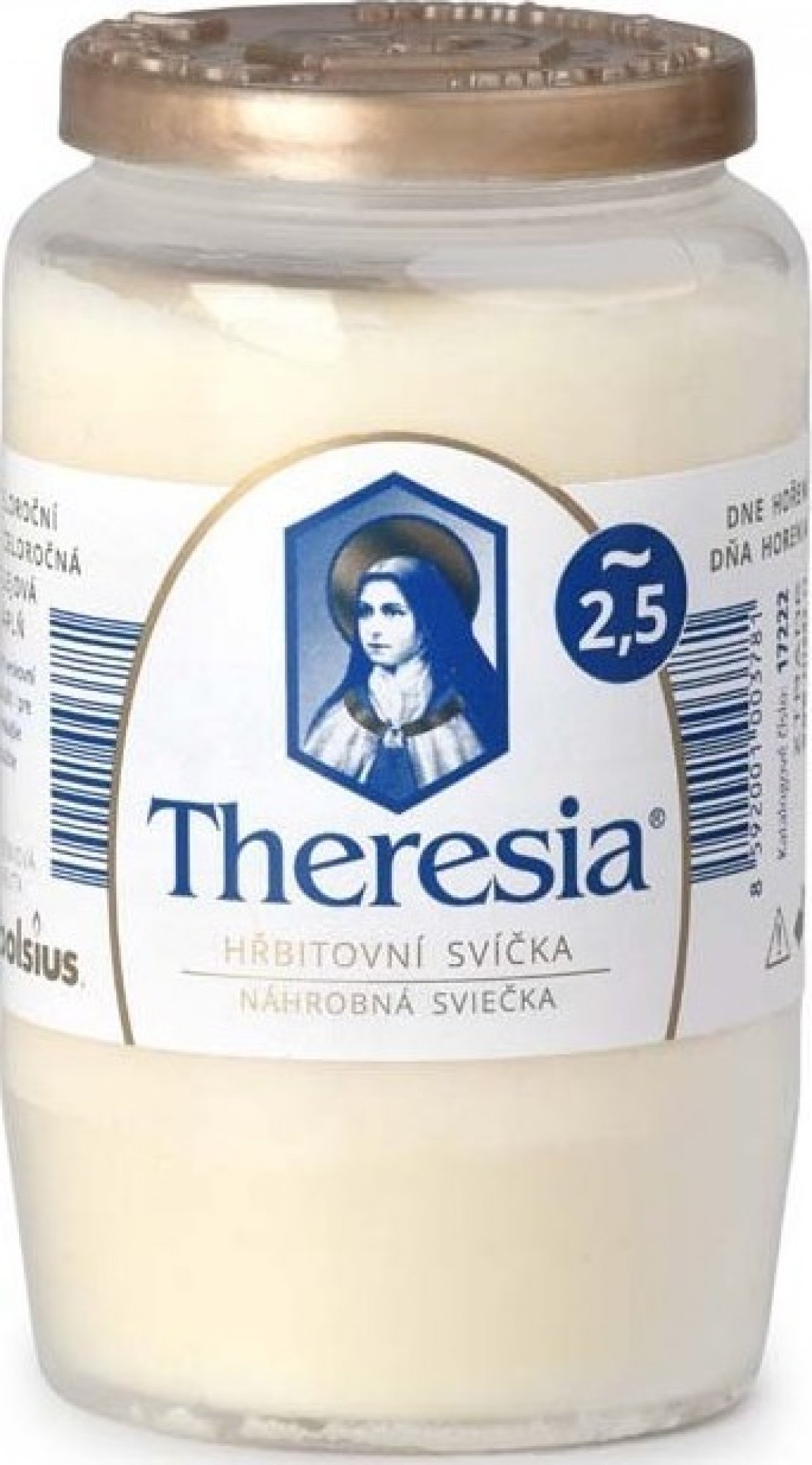 Bolsius International BV, Nederland Bolsius Theresia cintorínska sviečka kompozitná biela 155 g