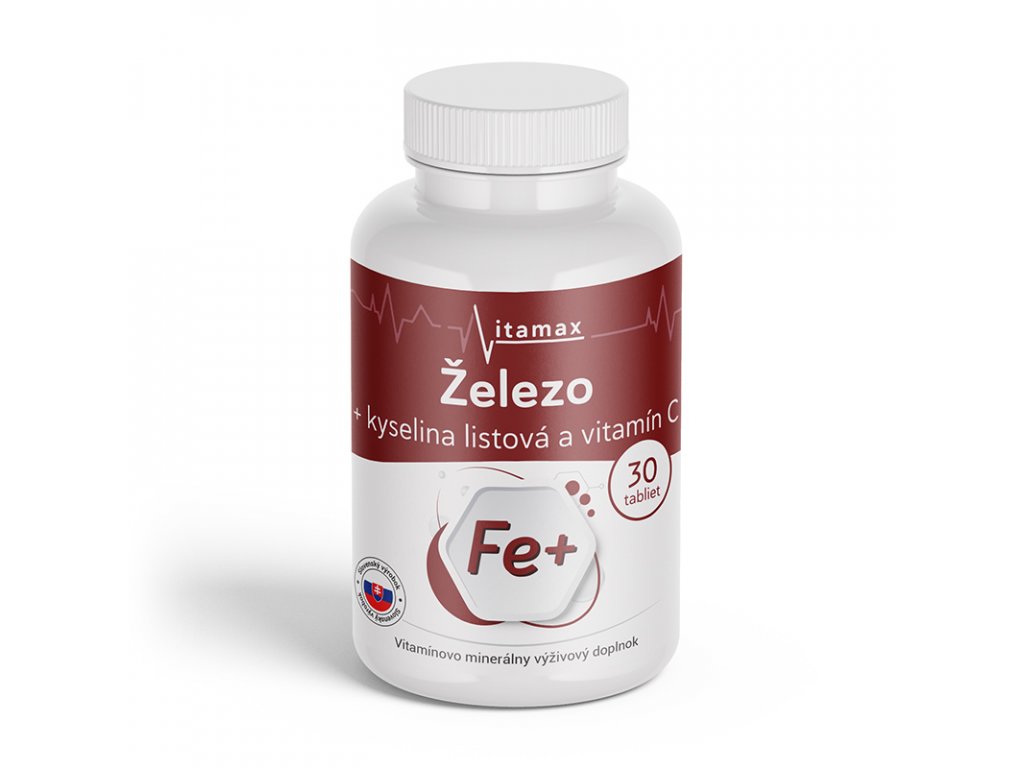 Vitamax Železo + kyselina listová + vitamín C 30 tabliet