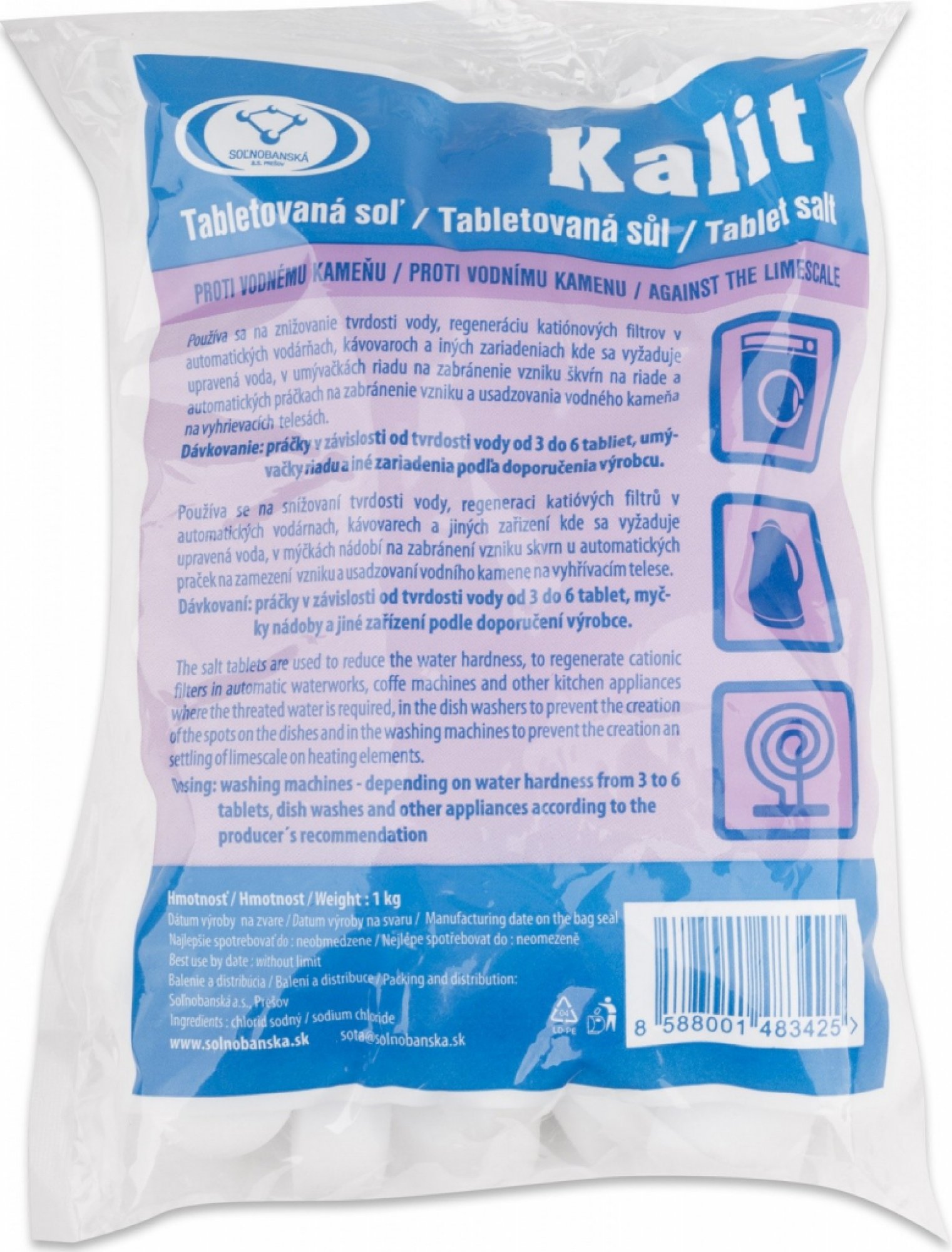 Kaliť tabletová soľ proti vodnému kameňu 1 kg