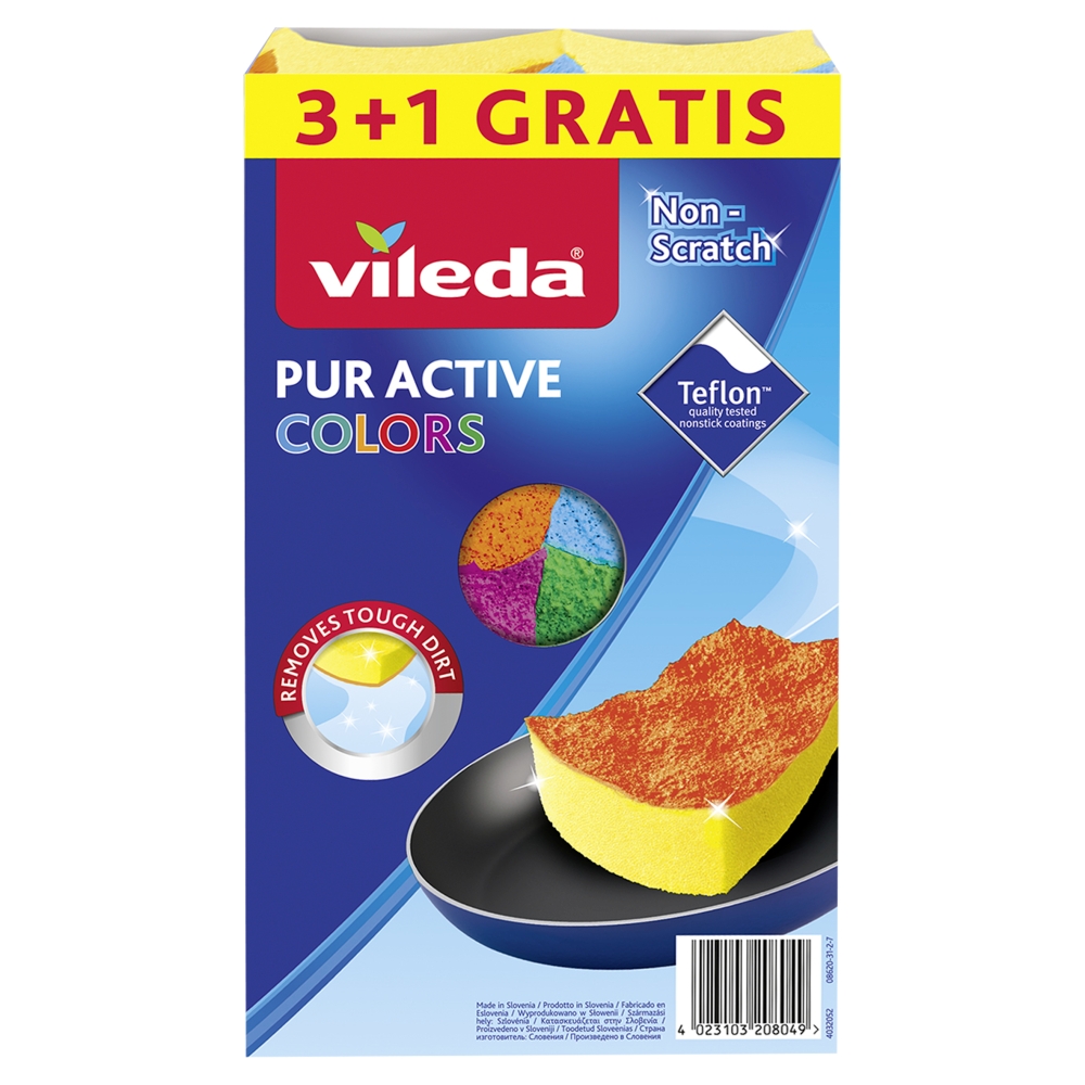 Vileda Color Edition Pur Active hubka stredná 3+1 ks na teflón