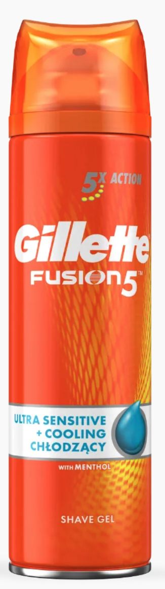 Gillette Fusion 5 Ultra Sensitive + Cooling gél na holenie 200 ml