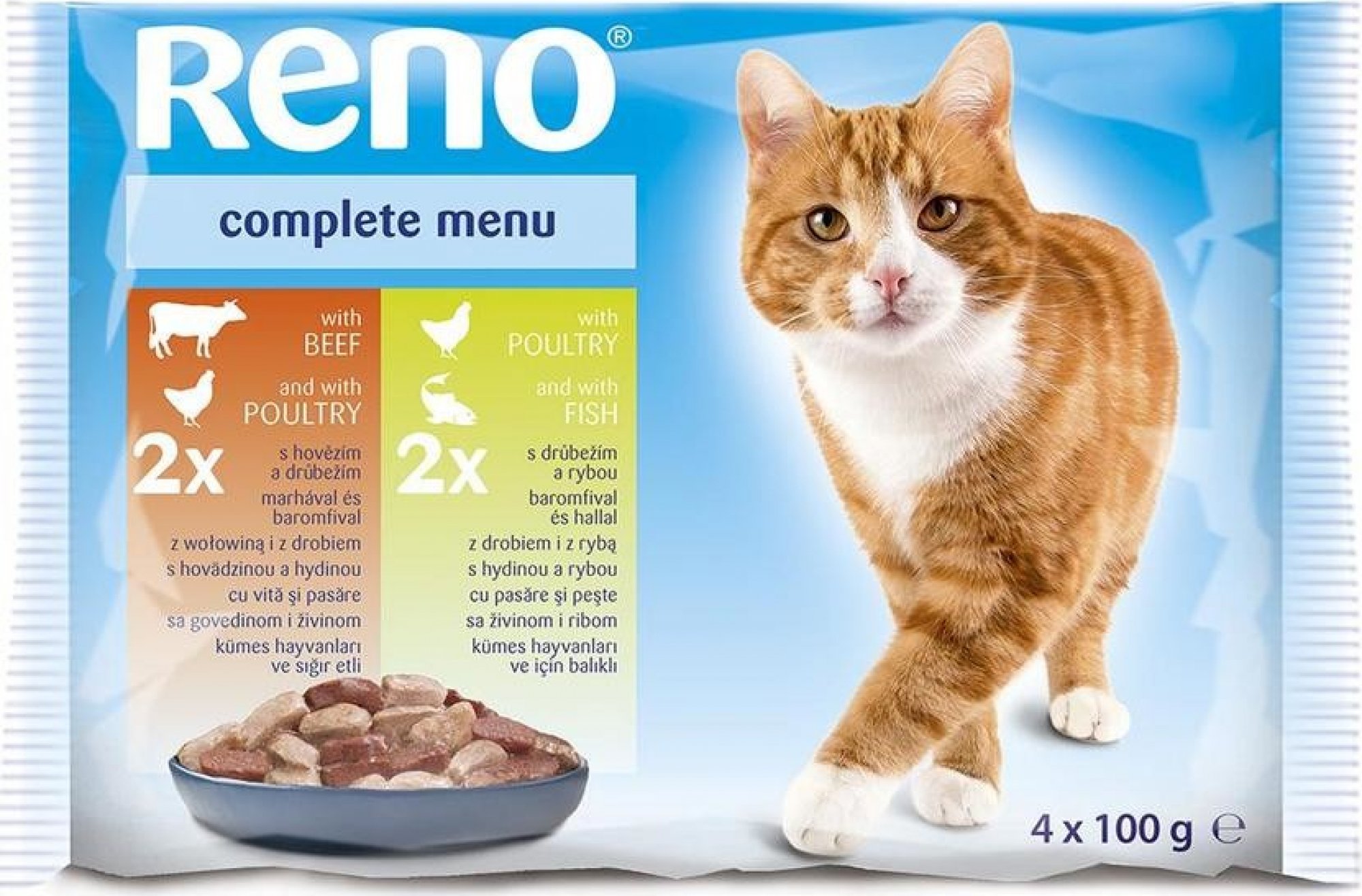 Reno Cat 4 x 100 g Hovädzie + ryba