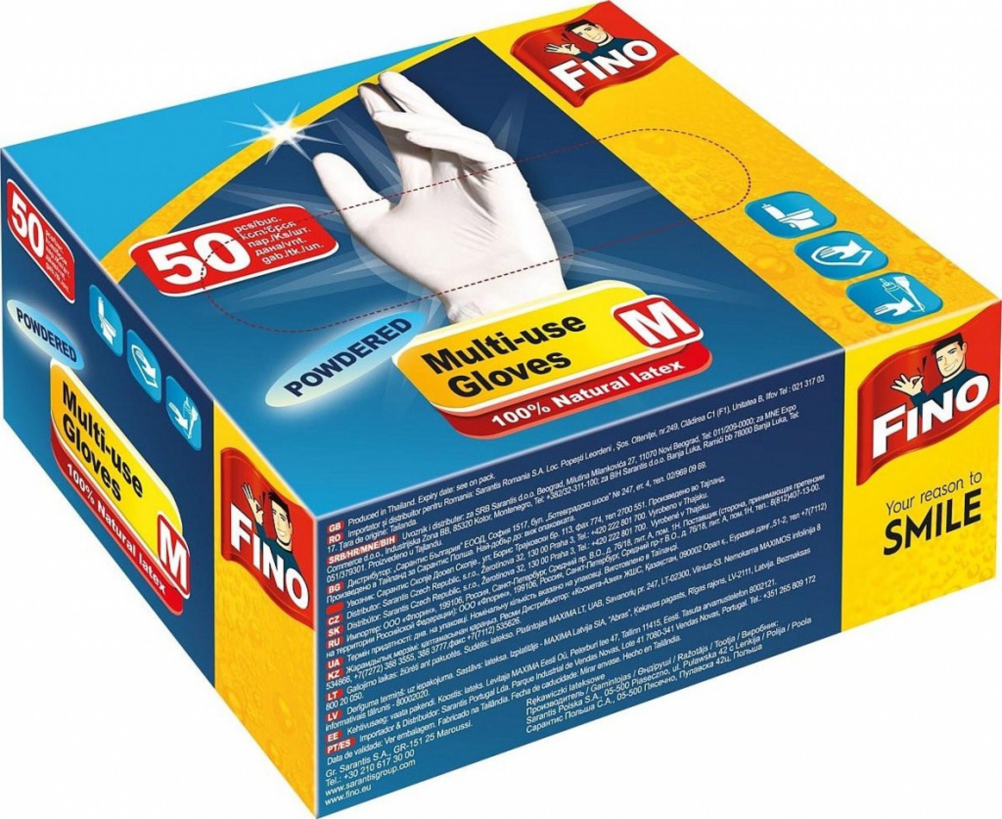 Fino latexové rukavice M 50ks púder