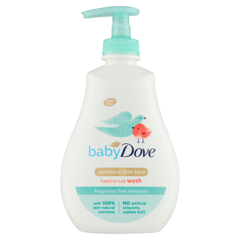Dove Baby Sensitive detský umývací gél bez parfumácie pre celé telo a vlásky v pumpičke 400ml