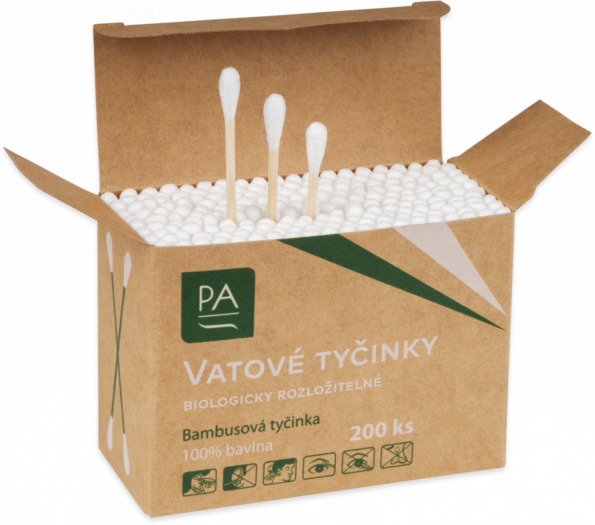 PA vatové bambusové tyčinky krabička 200 ks