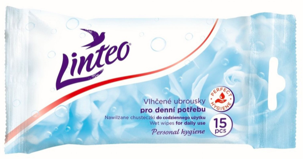 Linteo vlhčené osviežujúce antibakteriálne obrúsky pre dennú potrebu 15 ks