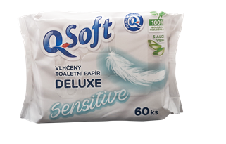Q Soft vlhčený toaletný papier 60ks Sensitive Deluxe