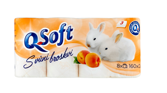 Q Soft toaletný papier (8ks/fol) 3vrstvový Broskyňa
