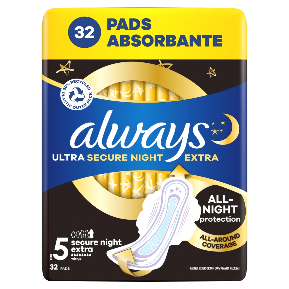 Always vložky Ultra Extra Secure Night 32ks