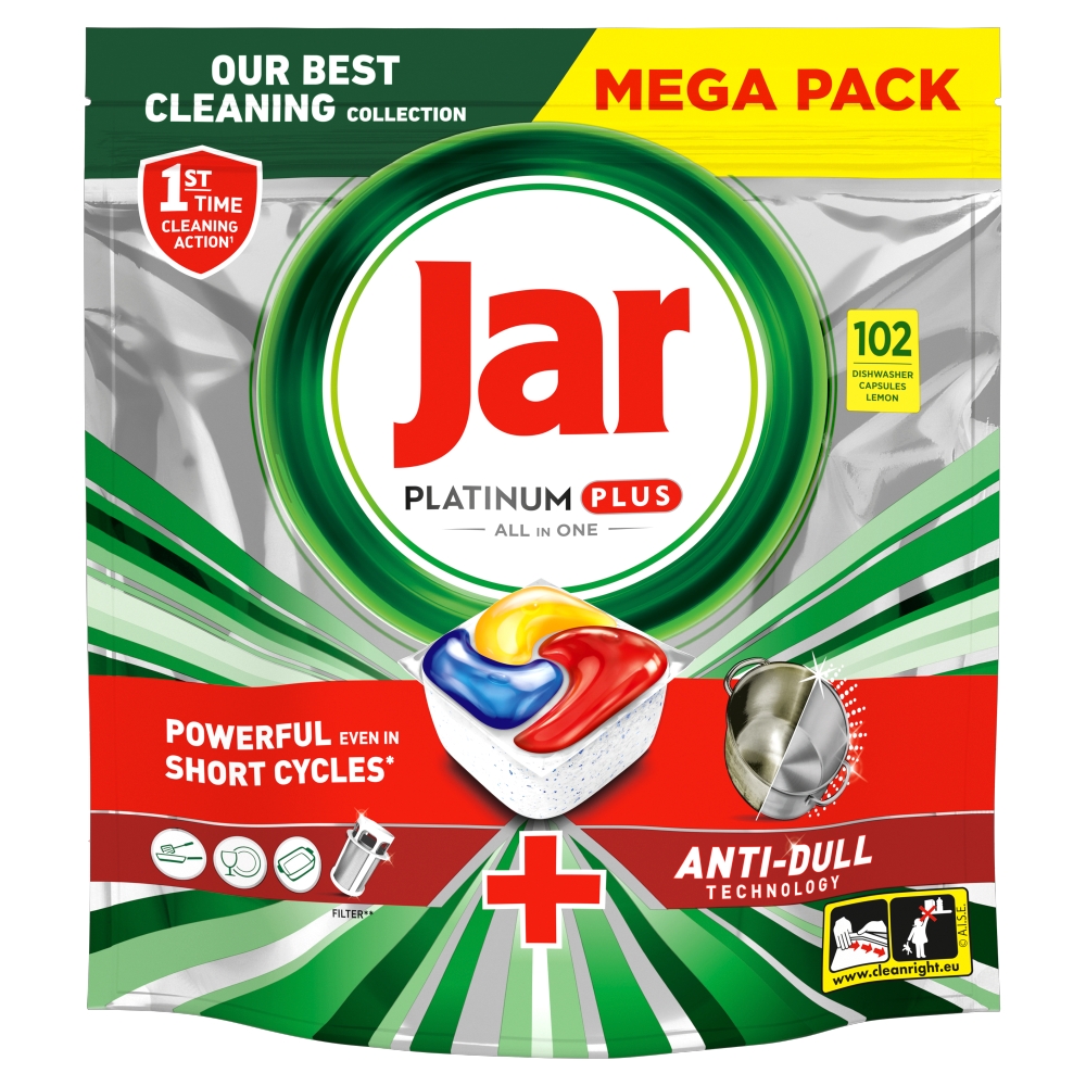 Jar Platinum Plus tablety do umývačky citrón 102 ks