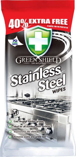Green shield obrúsky vlhčené na nerez 70ks
