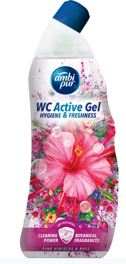 AmbiPur Ambi Pur WC Active Gel Ružový ibištek & ruža WC čistič, 750 ml
