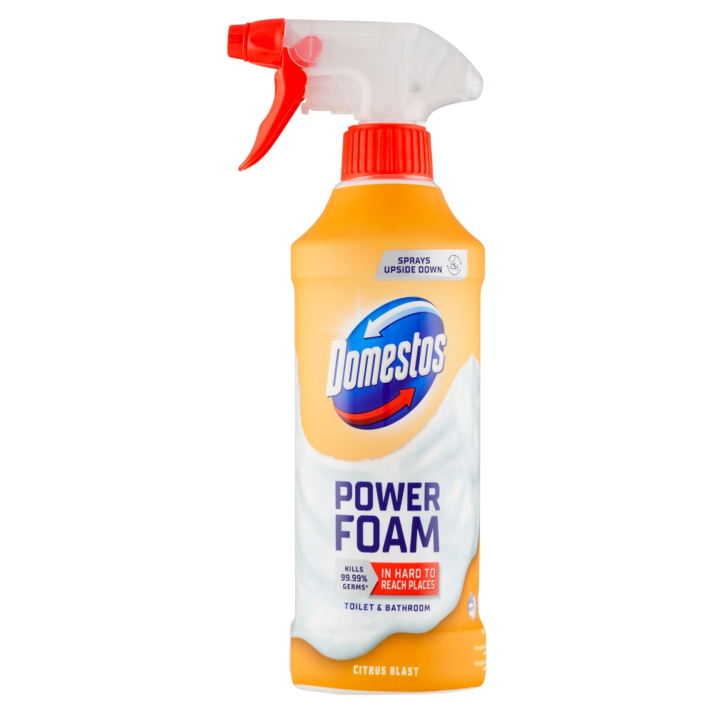 Domestos Power Foam Citrus Blast Penový čistič toaliet a kúpeľní 435 ml