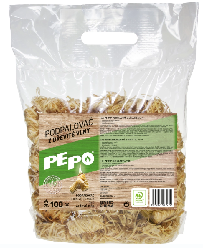PEPO PE-PO podpaľovač z drevitej vlny, 100 podpalov