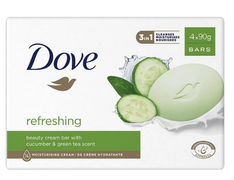 Dove Go Fresh Touch Uhorka & Zelený čaj toaletné mydlo 90g x 4