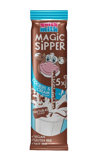Quick Milk Magická slamka do mlieka príchuť cookies a cream 30 g