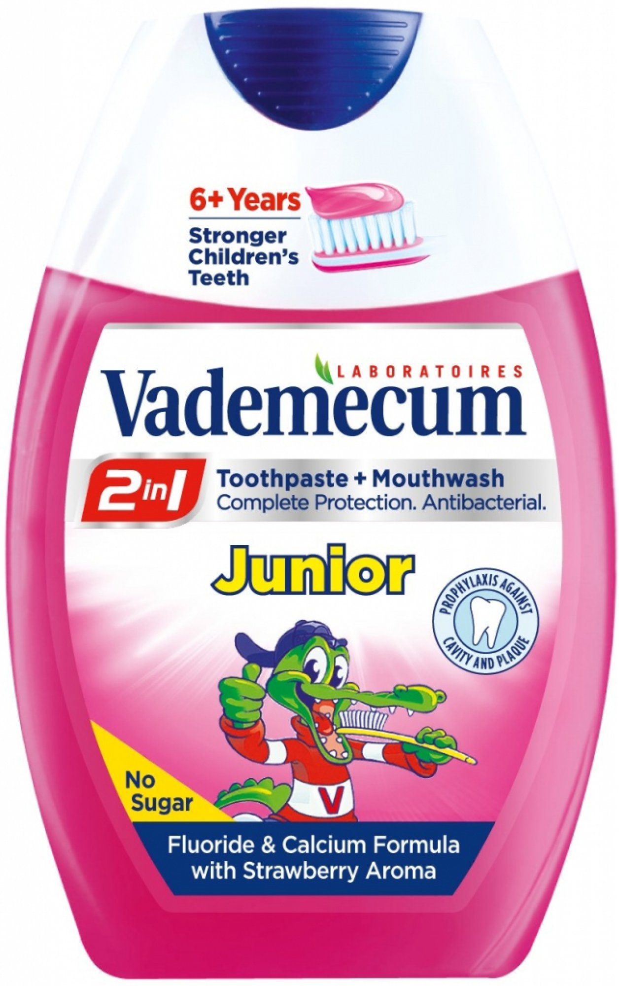 Vademecum 2v1 Junior kombinácia zubnej pasty a ÚV Jahoda 75 ml
