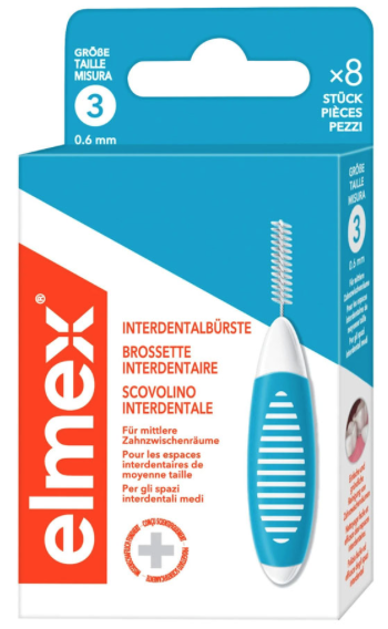 Elmex medzizubná kefka 0,6 mm, veľkosť 4, 8 ks