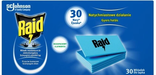 Raid náhradná náplň do elektrického odparovača, vysoko účinný insekticídny prípravok 30 ks