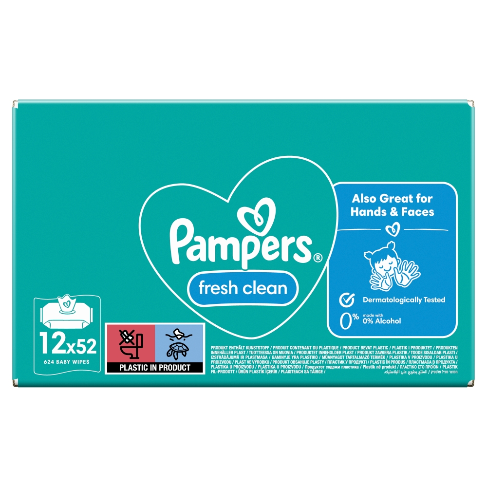 Pampers Fresh Clean vlhčené obrúsky pre deti 12 x 52 ks