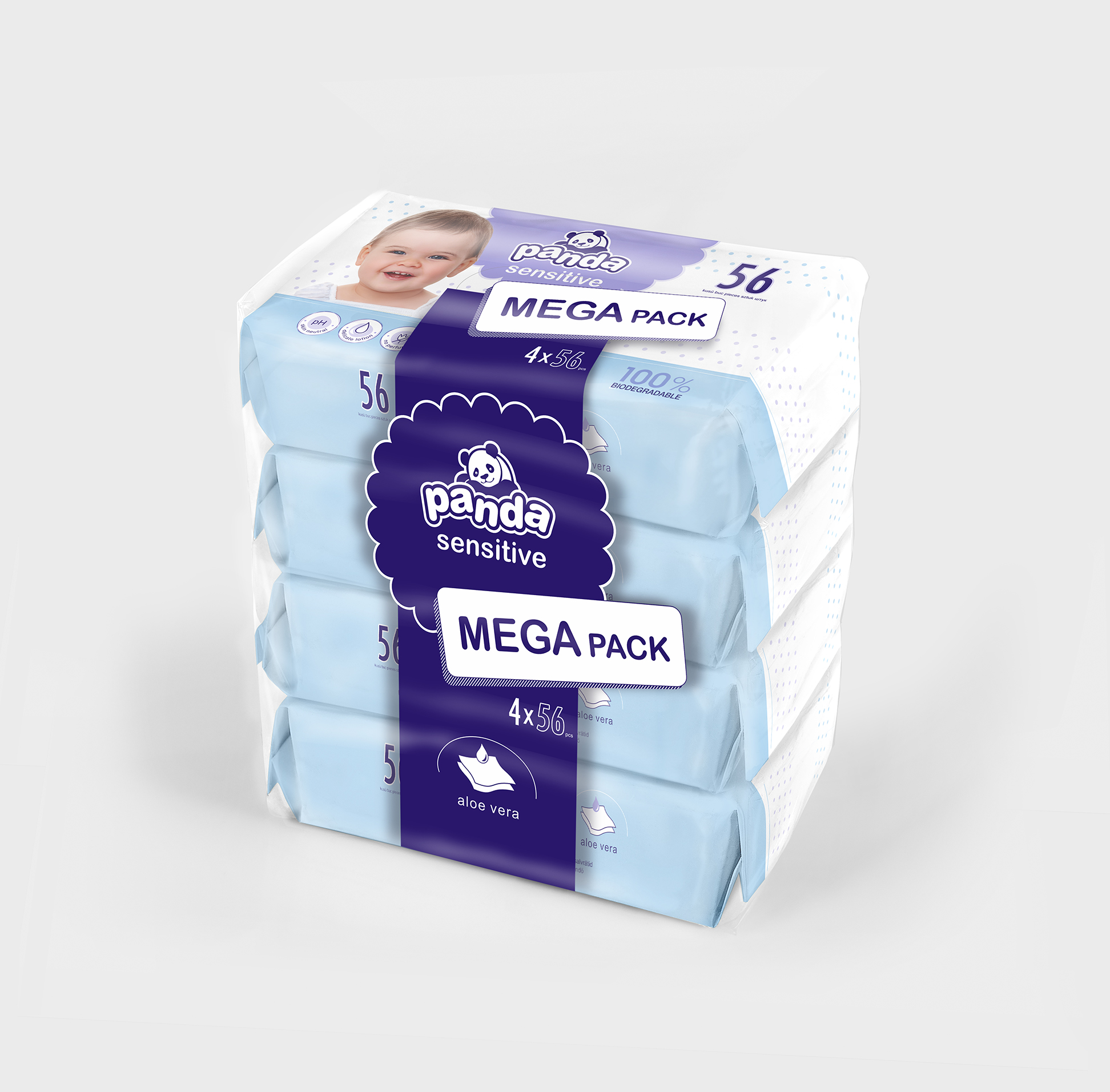 PANDA vlhčené obrúsky sensitive a ́56 ks x4
