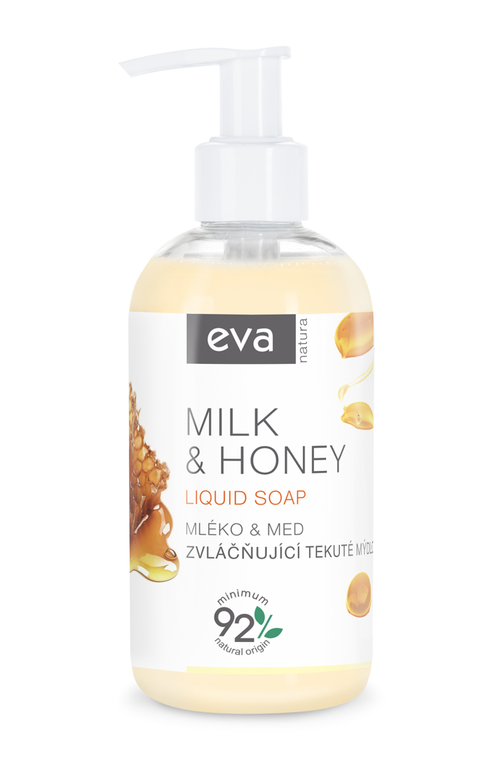 EVA NATURA Zvláčňujúce tekuté mydlo Mlieko & Med 250 ml