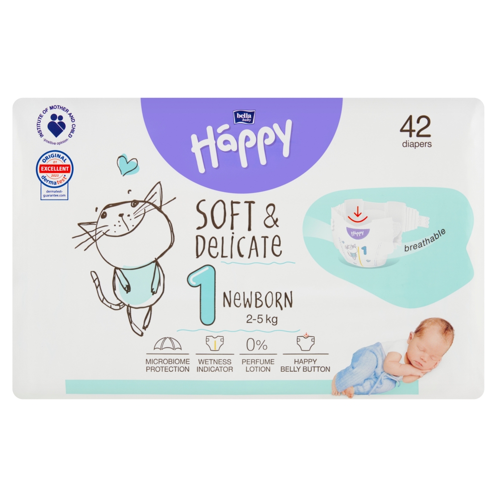 Bella HAPPY S&D veľ. 1 New Born 2-5 kg 42 ks