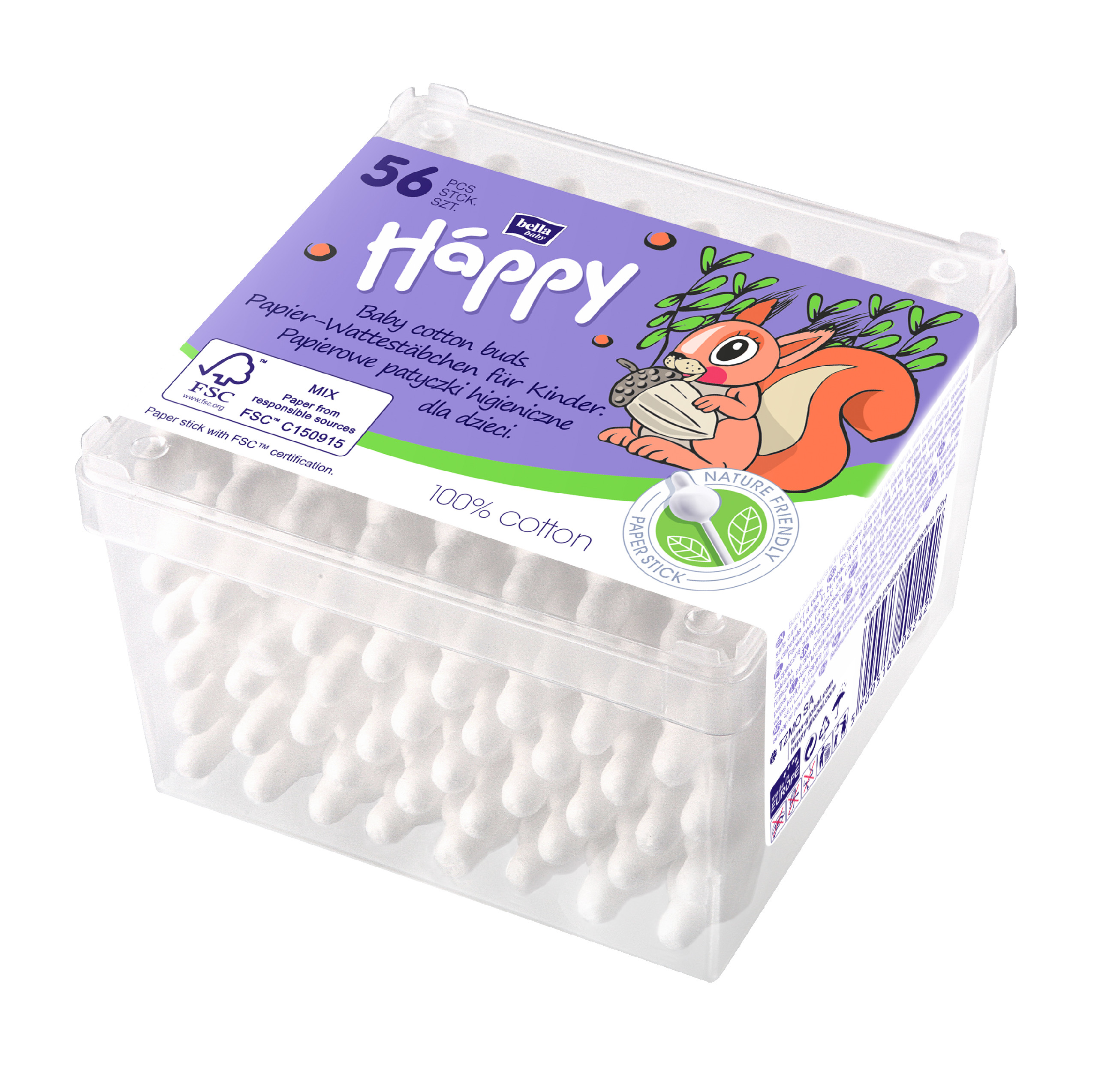 Hygienické tyčinky Happy papierové - 56 ks