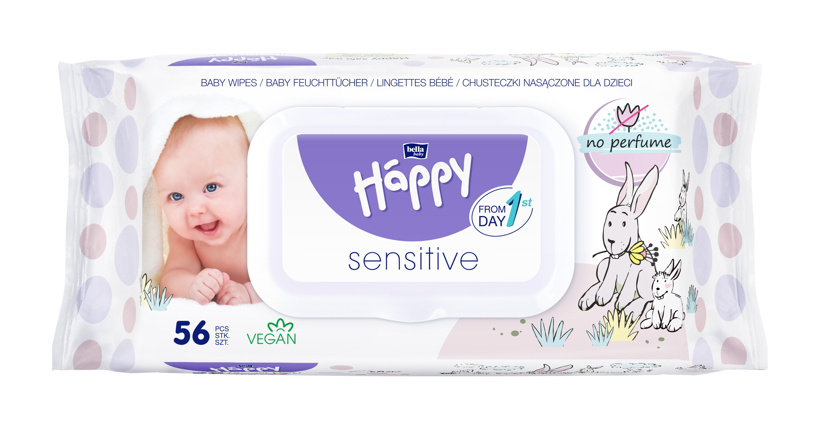 HAPPY Baby - čistiace obrúsky Sensitive - 56 ks