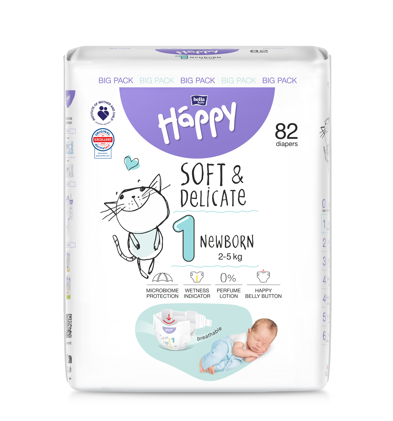 Bella HAPPY S&D veľ. 1 New Born 2-5 kg 82 ks
