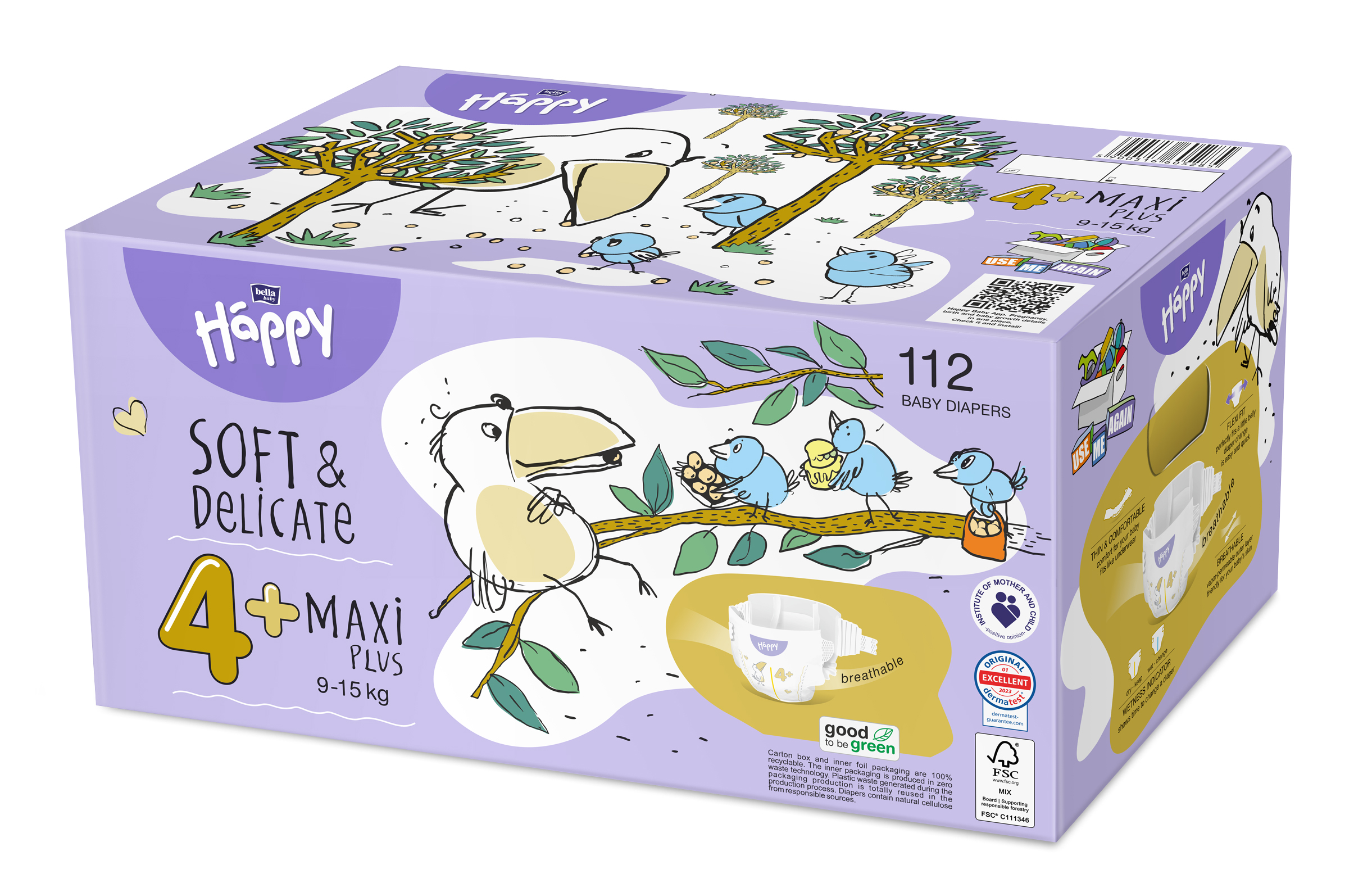 Bella HAPPY S&D veľ. 4+ Maxi Plus 9-15 kg Box 56 ks x 2 ks