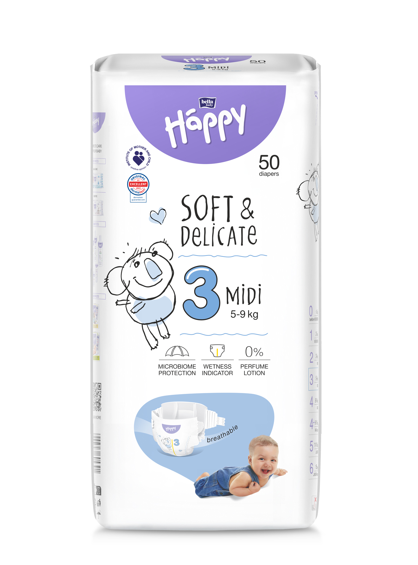 Bella HAPPY S&D veľ. 3 Midi 5-9 kg 50 ks