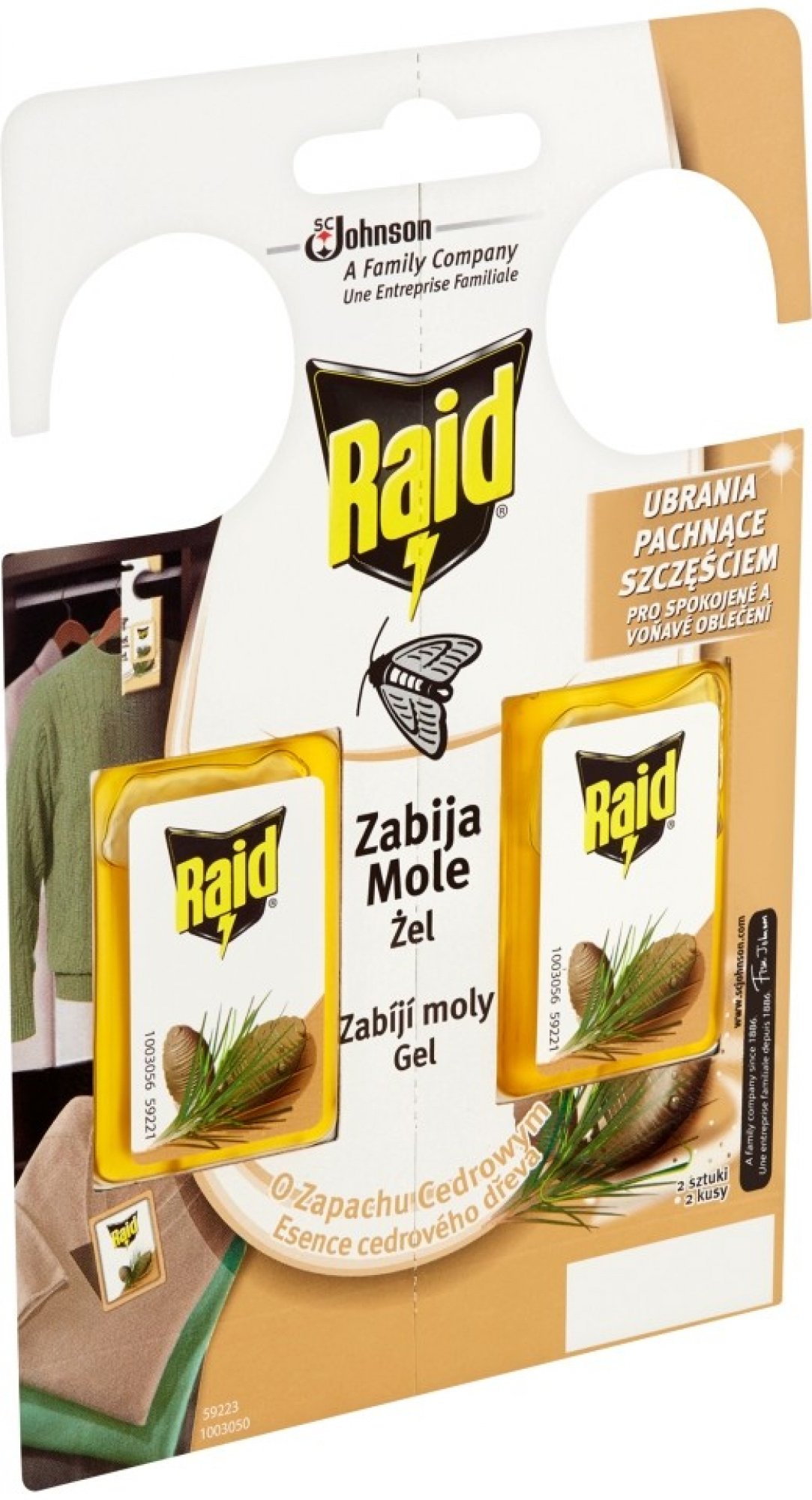 Raid háčik proti šatňovým moliam s vôňou cédra 2 ks