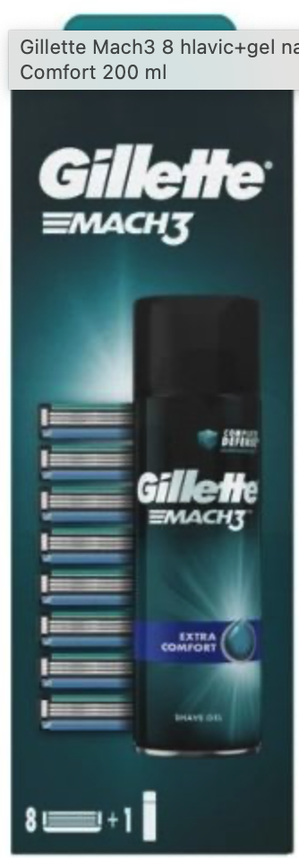 Procter & Gamble Gillette náhradná hlavica Mach3 8ks plus gél zadarmo