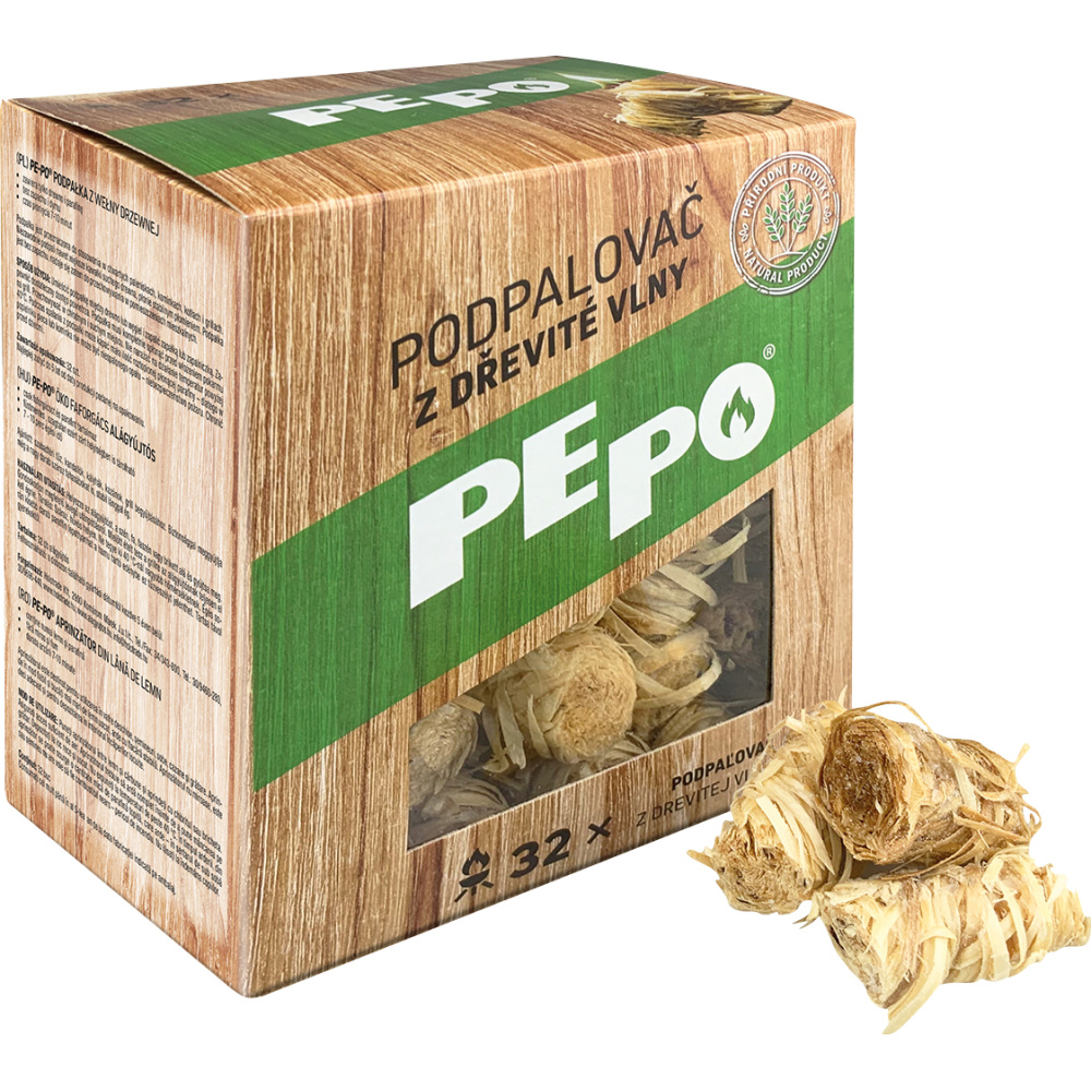 PEPO PE PO podpaľovač (32ks/krabica) drevitá vlna