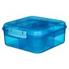 Sistema Delený desiatový box Lunch Bento Cube s nádobou na jogurt a 2 tácky 1,25 l, modrá