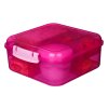 Sistema Delený desiatový box Lunch Bento Cube s nádobou na jogurt a 2 tácky 1,25 l, ružová