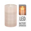 LED sviečka v skle 75x125mm s reálnym plameňom geometrický tvar, biela