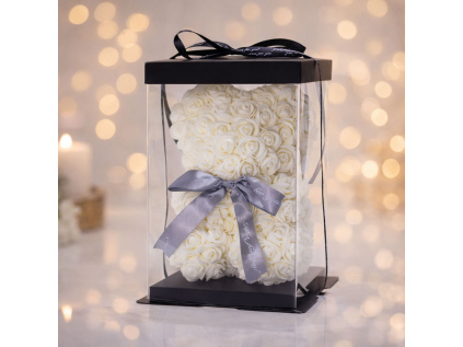 biely medved z ruzi 25cm