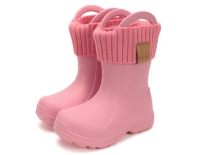 DD.STEP  gumáky s teplou vyberateľnou vložkou a protišmykovou podrážkou BABY PINK  č.22-23