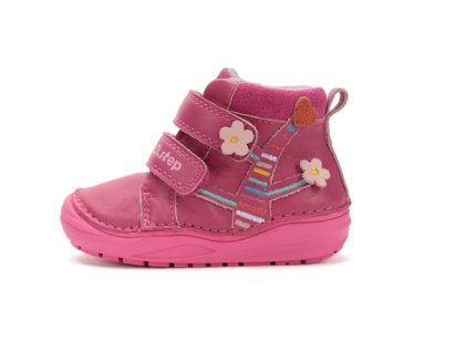D.D.STEP detské dievčenské kožené zimné topánky tm.ružové s kvetmi Dark Pink Flexi, *071