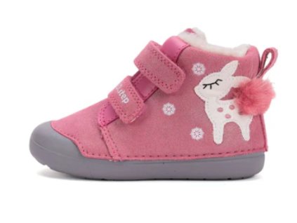 D.D.STEP detské dievčenské kožené zimné topánky lesklé trblietavé Dark Pink, *066