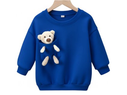 Detská tepláková mikina s vyberateľným plyšákom  královska modrá