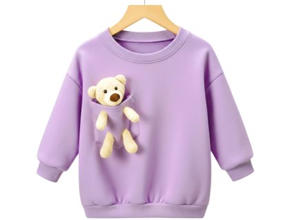 Detská tepláková mikina s vyberateľným plyšákom  fialová