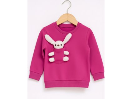 Detská tepláková mikina s vyberateľným plyšákom malinová