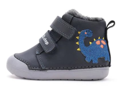D.D.STEP detské chlapčenské zateplené kožené zimné topánky Royal Blue Dino, *066