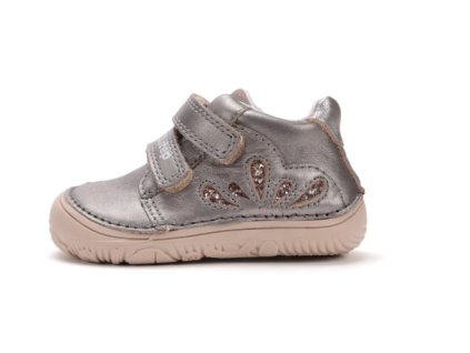 D.D. STEP detské dievčenské prechodné kožené perleťové topánky Bronze BAREFOOT, *073