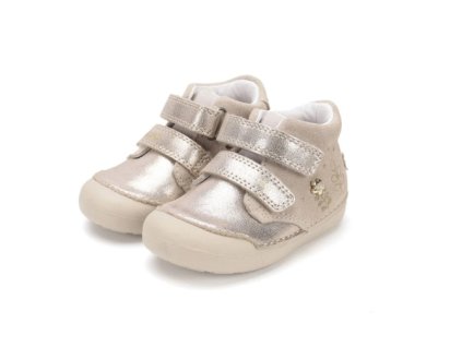 D.D. STEP detské dievčenské prechodné kožené topánky so zlatou aplik. Gold Flower, *066