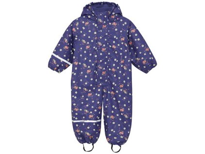 CELAVI detský dievčenský nepremokavý, zateplený overal, Rainwear Modrý kvetinový č.80