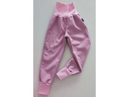 Dievčenské softshelove flisom zateplene nohavice farba Ružová č.98/104